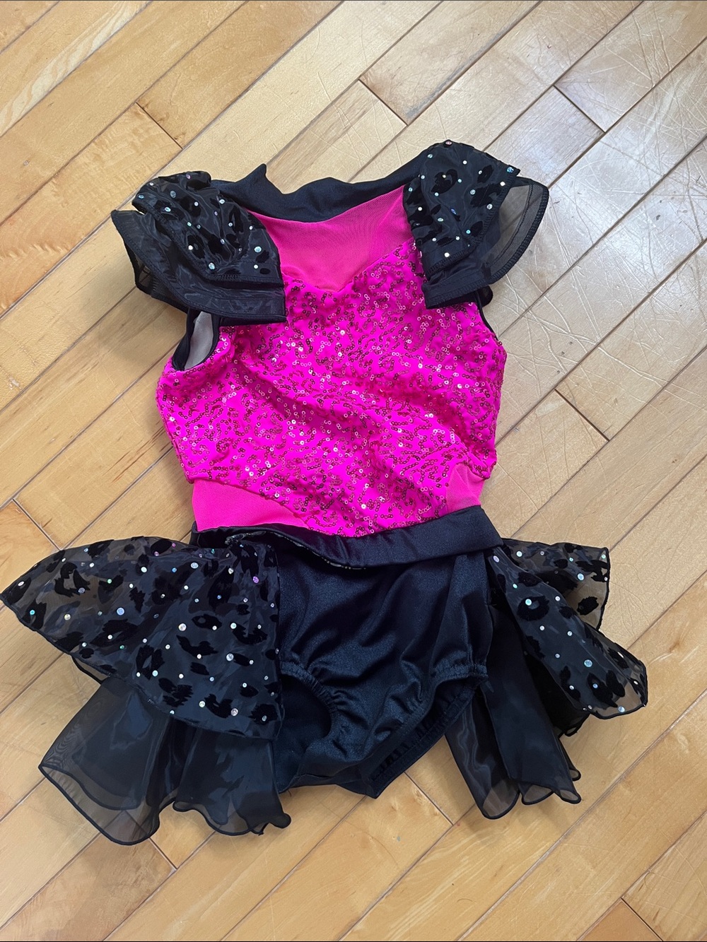 Weissman Girls Hot Pink & Black Sequin Dance Dress